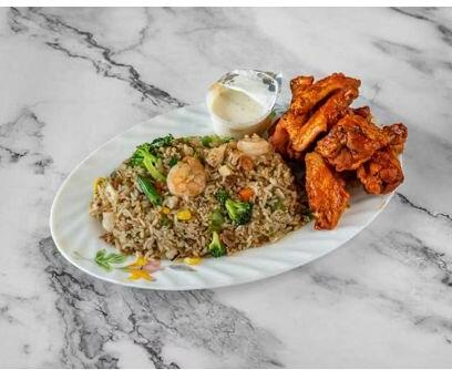 House Fried Rice with wings(10)